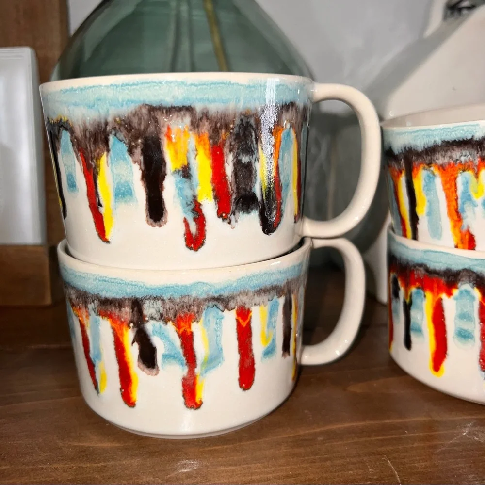 Crate&barrel dripped paint mugs